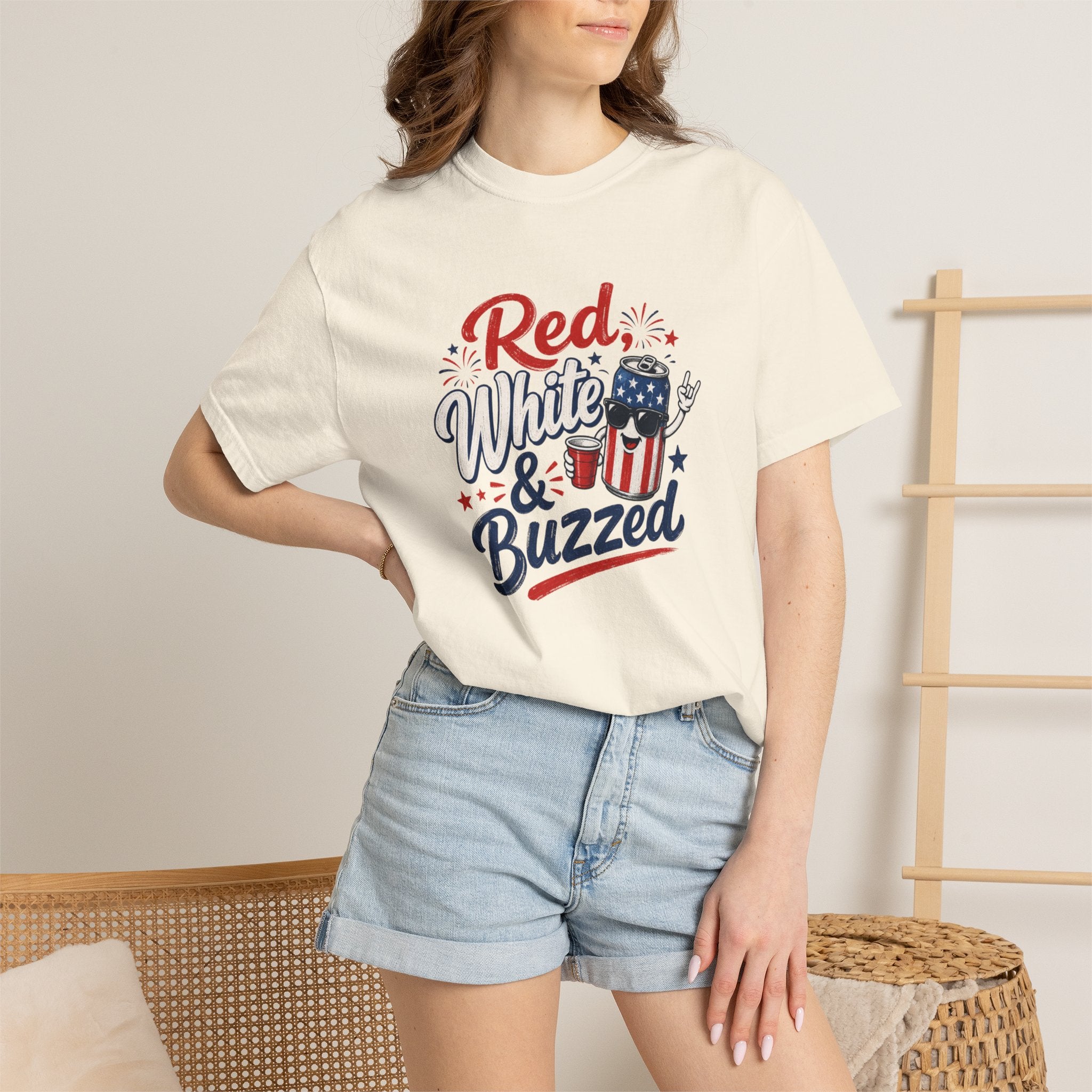 T-Shirt — "Red, White & Buzzed" Patriotic 4th of July Beer Graphic Tee