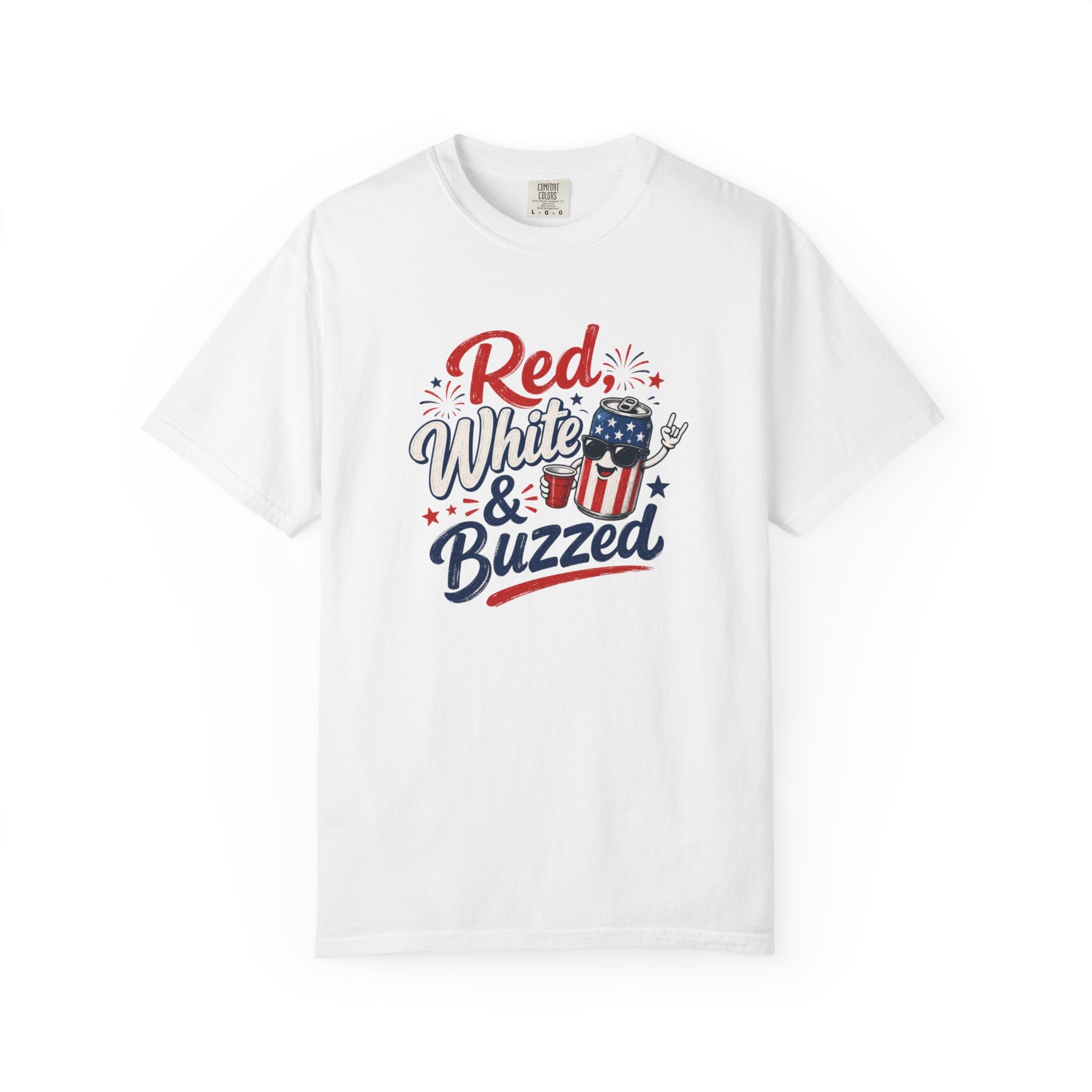 T-Shirt — "Red, White & Buzzed" Patriotic 4th of July Beer Graphic Tee