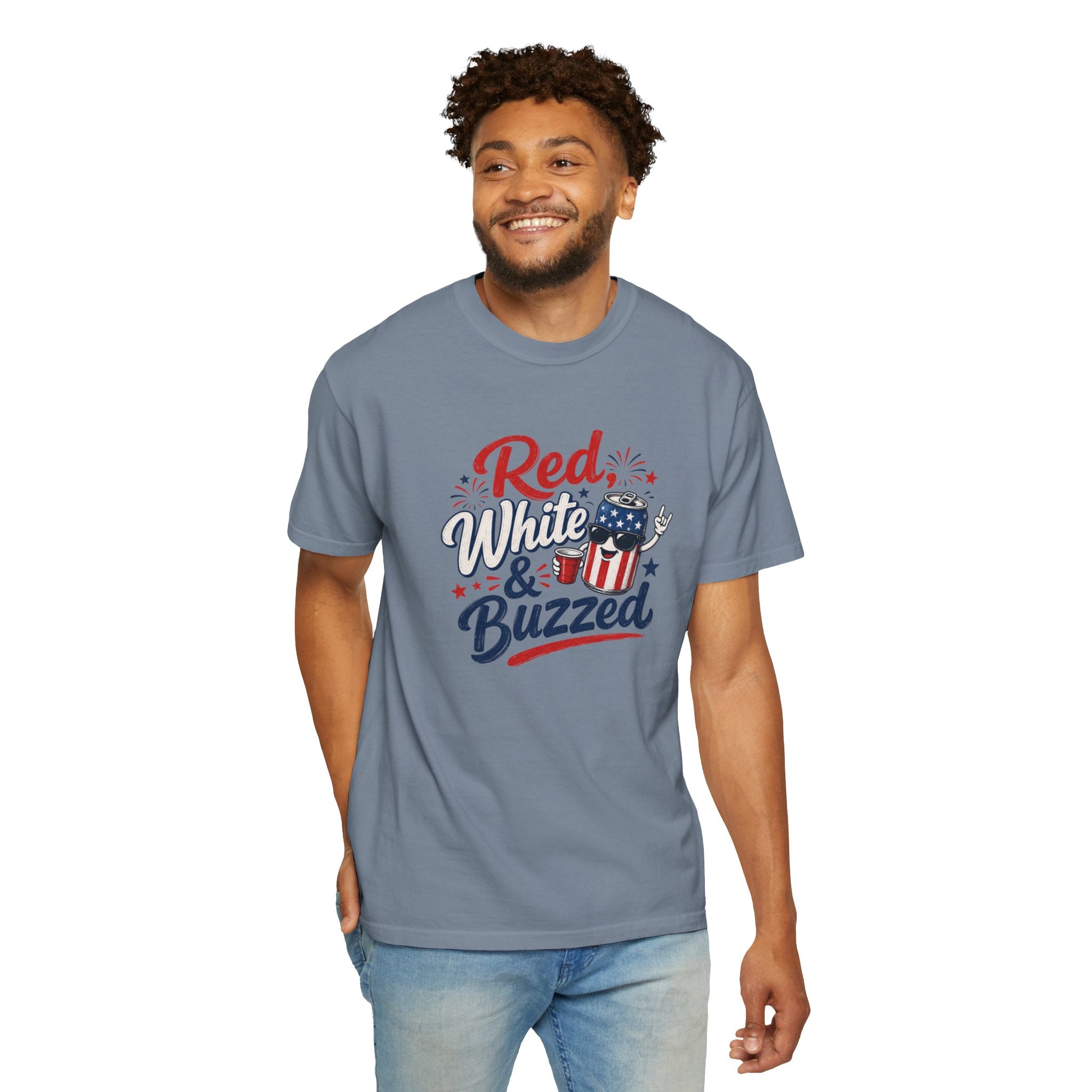 T-Shirt — "Red, White & Buzzed" Patriotic 4th of July Beer Graphic Tee