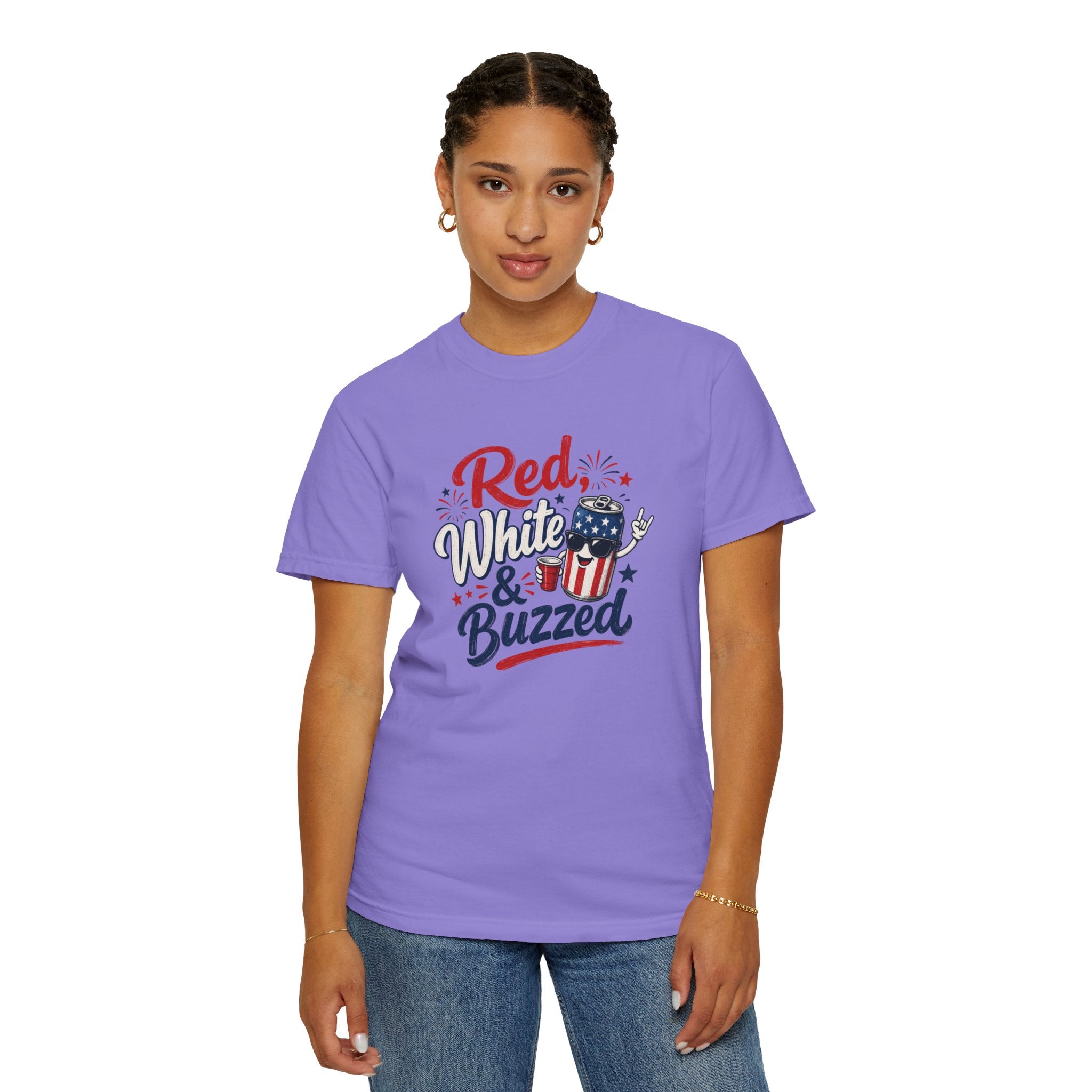 T-Shirt — "Red, White & Buzzed" Patriotic 4th of July Beer Graphic Tee