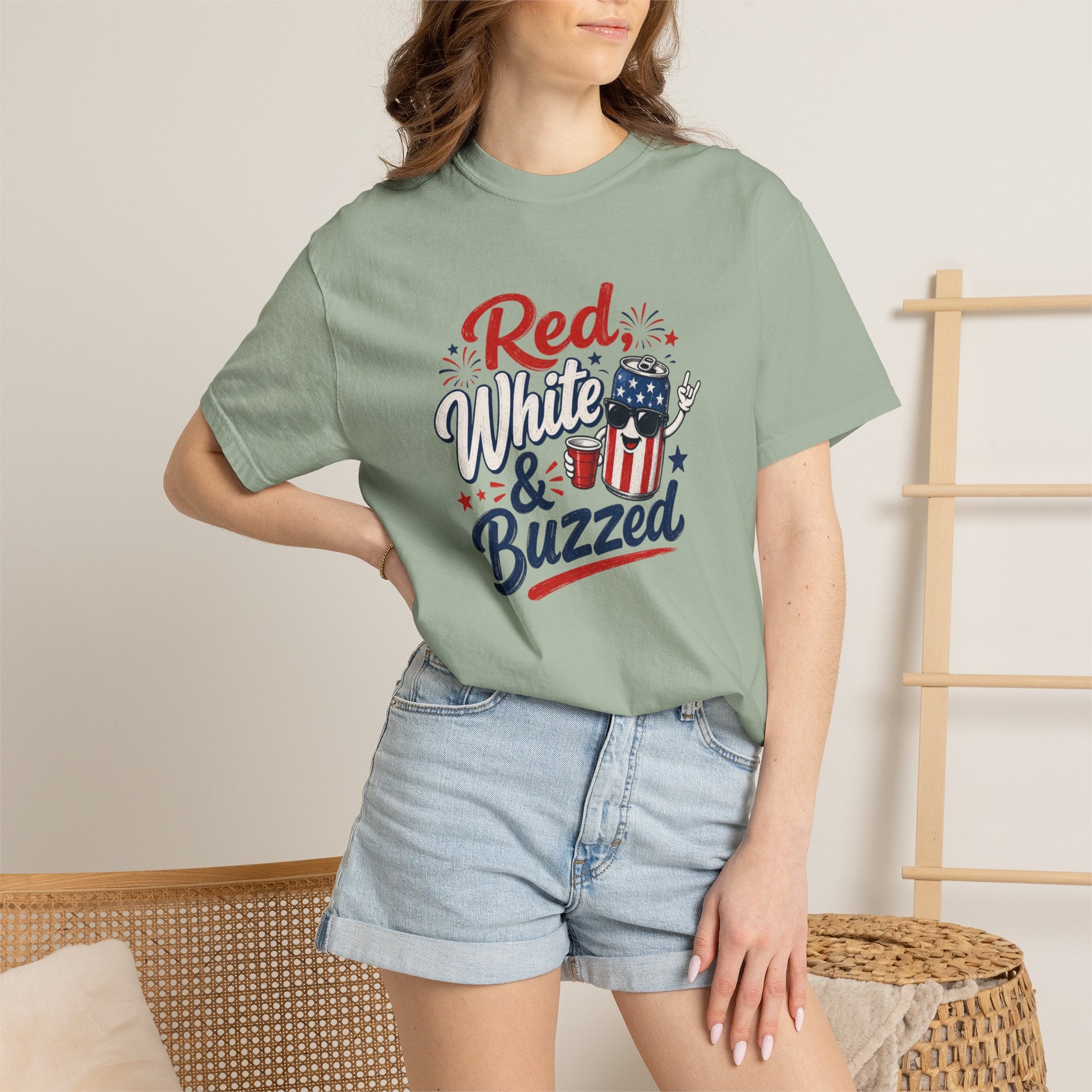 T-Shirt — "Red, White & Buzzed" Patriotic 4th of July Beer Graphic Tee