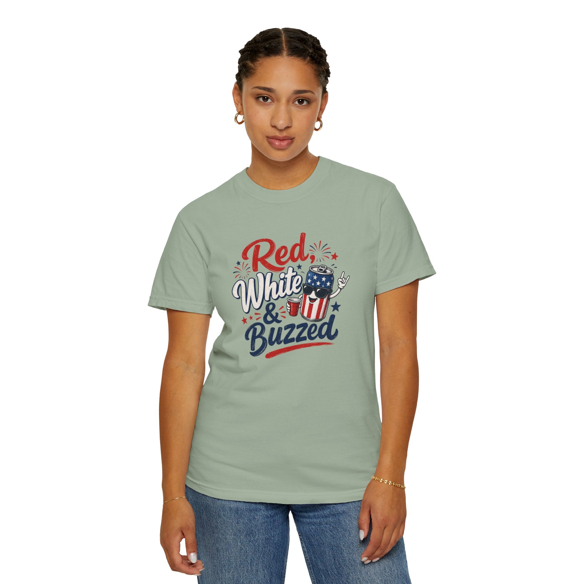 T-Shirt — "Red, White & Buzzed" Patriotic 4th of July Beer Graphic Tee