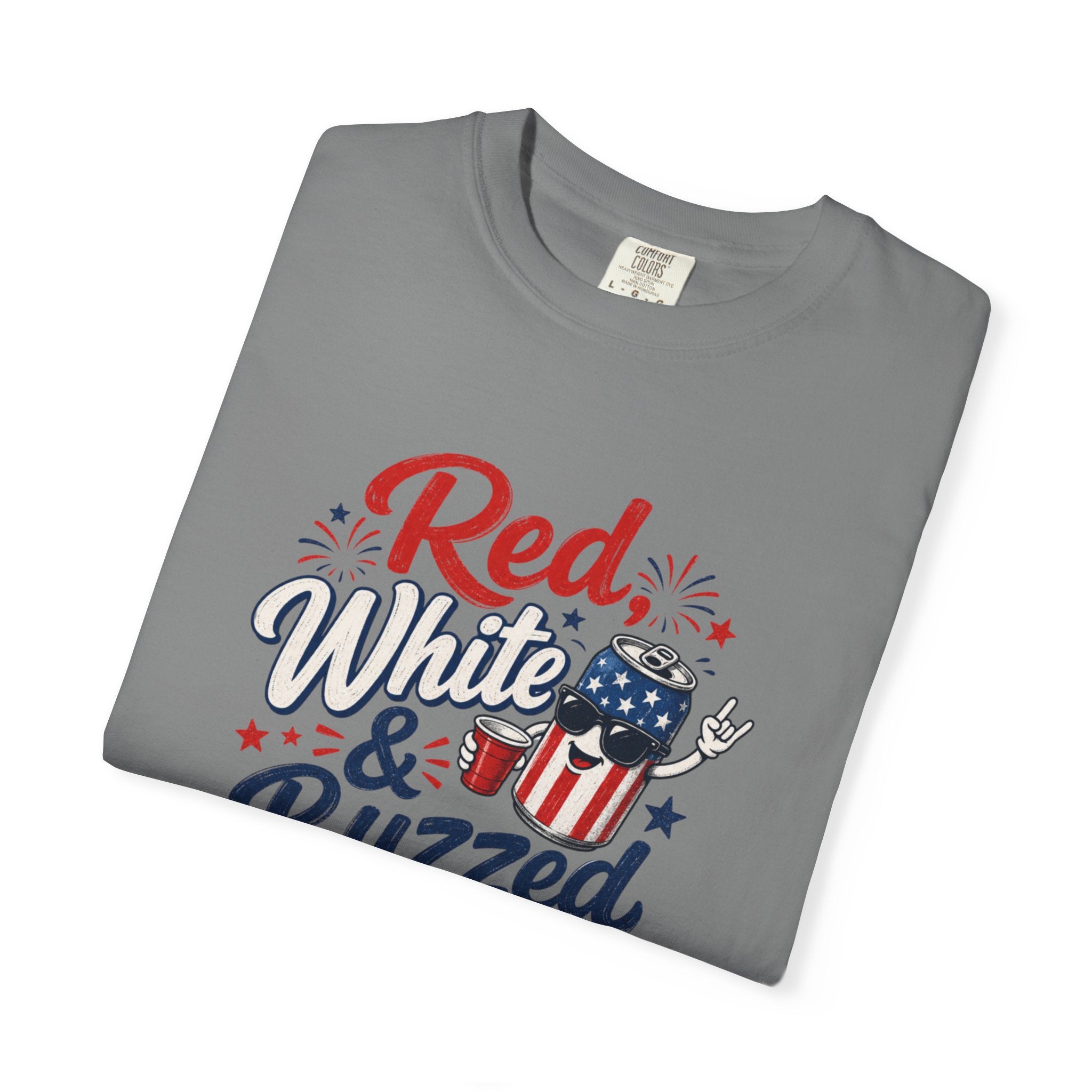 T-Shirt — "Red, White & Buzzed" Patriotic 4th of July Beer Graphic Tee