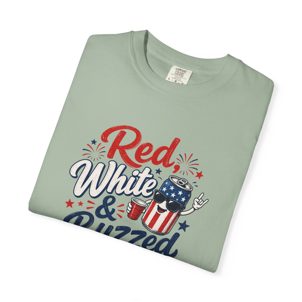 T-Shirt — "Red, White & Buzzed" Patriotic 4th of July Beer Graphic Tee