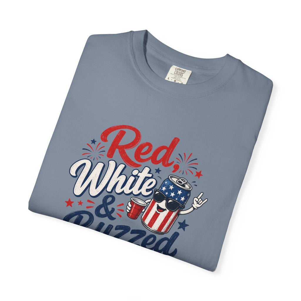 T-Shirt — "Red, White & Buzzed" Patriotic 4th of July Beer Graphic Tee