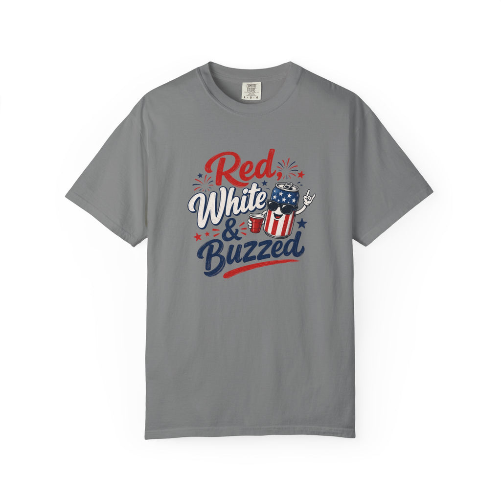 T-Shirt — "Red, White & Buzzed" Patriotic 4th of July Beer Graphic Tee