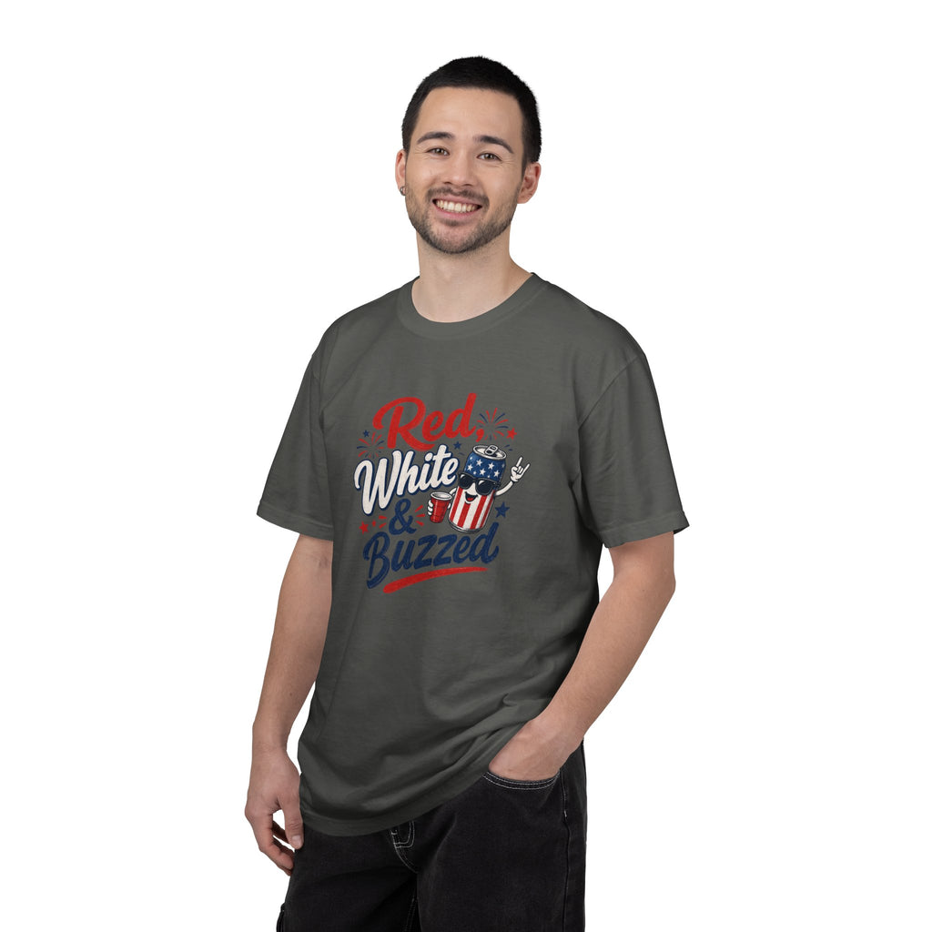 T-Shirt — "Red, White & Buzzed" Patriotic 4th of July Beer Graphic Tee