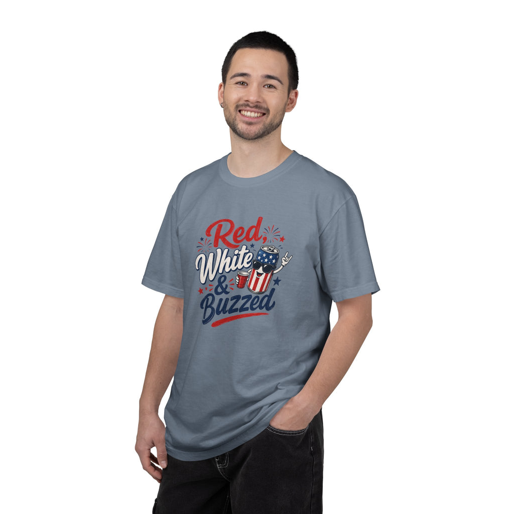 T-Shirt — "Red, White & Buzzed" Patriotic 4th of July Beer Graphic Tee