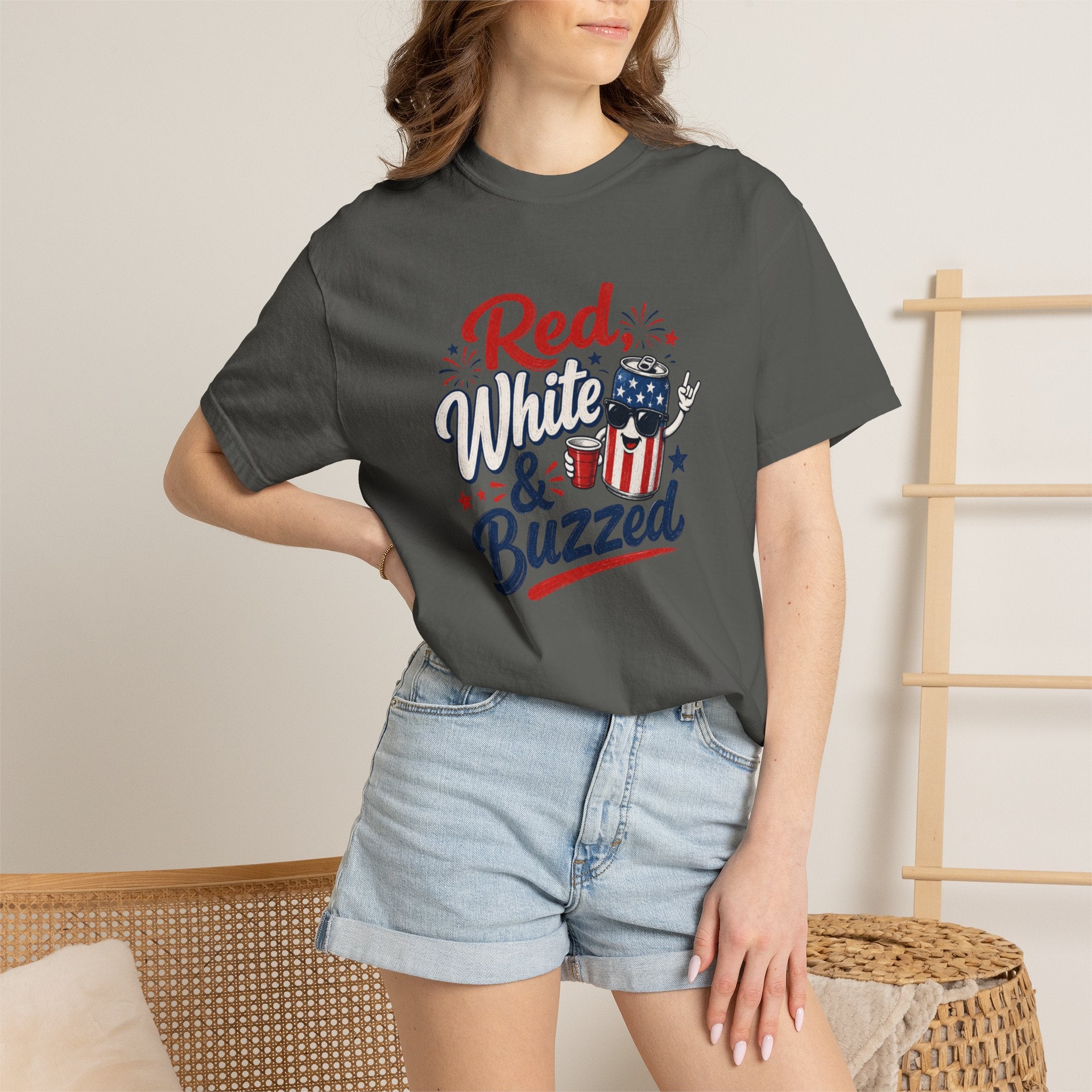 T-Shirt — "Red, White & Buzzed" Patriotic 4th of July Beer Graphic Tee