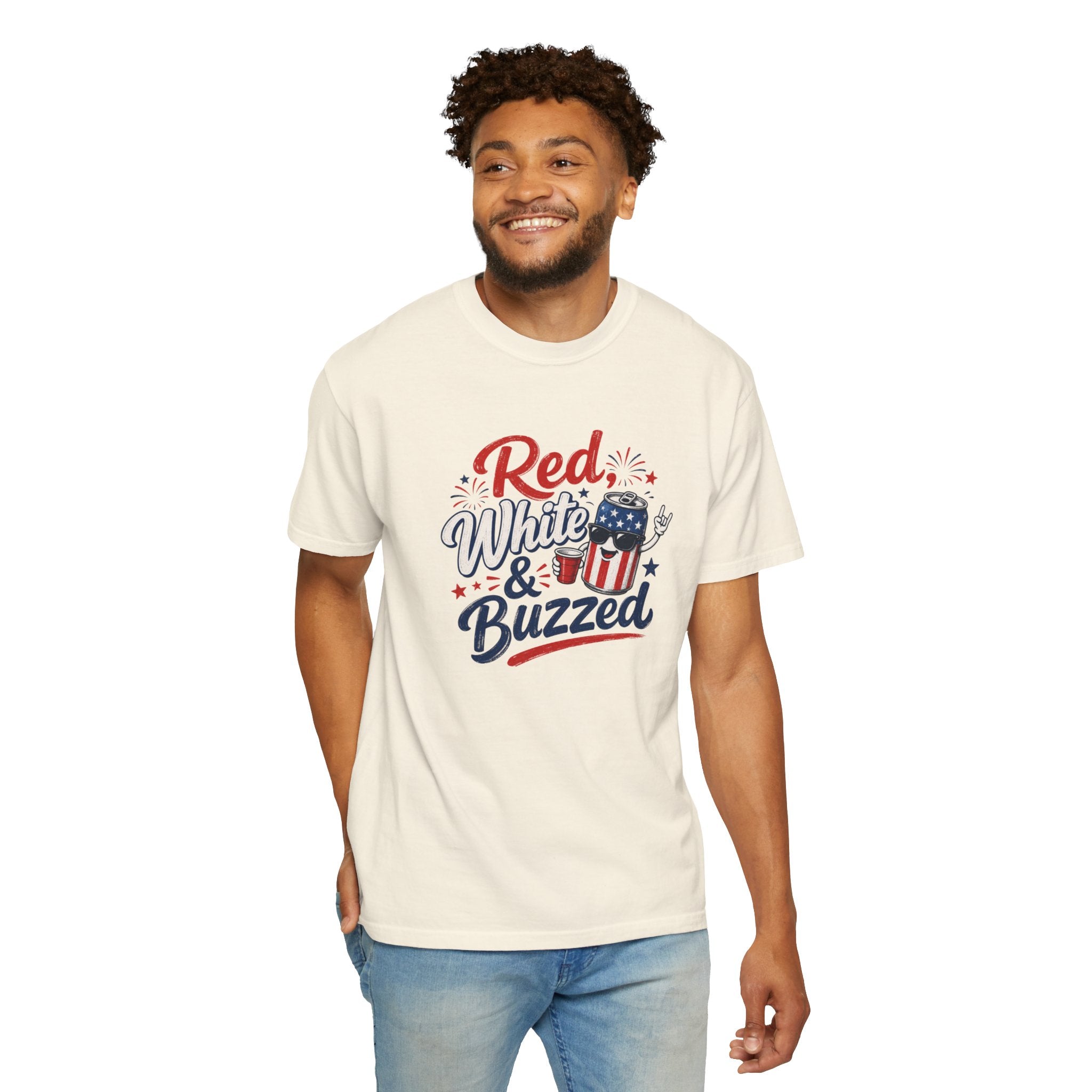 T-Shirt — "Red, White & Buzzed" Patriotic 4th of July Beer Graphic Tee