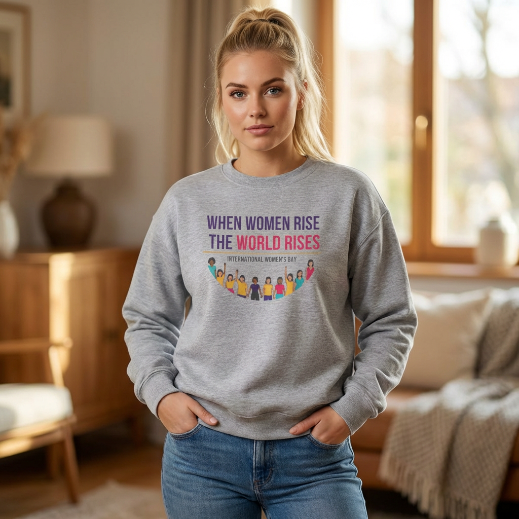 When Women Rise Crewneck Sweatshirt | International Women’s Day IWD typography, equality design