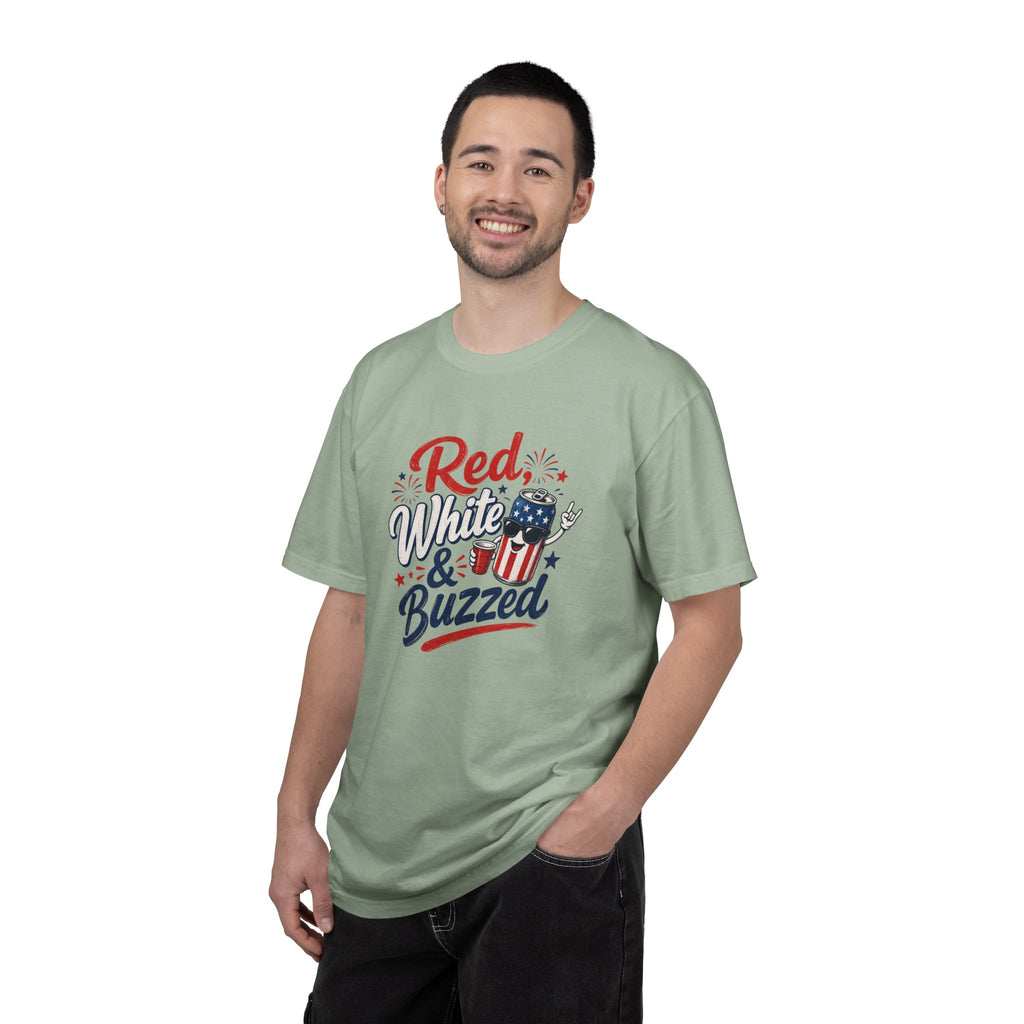 T-Shirt — "Red, White & Buzzed" Patriotic 4th of July Beer Graphic Tee