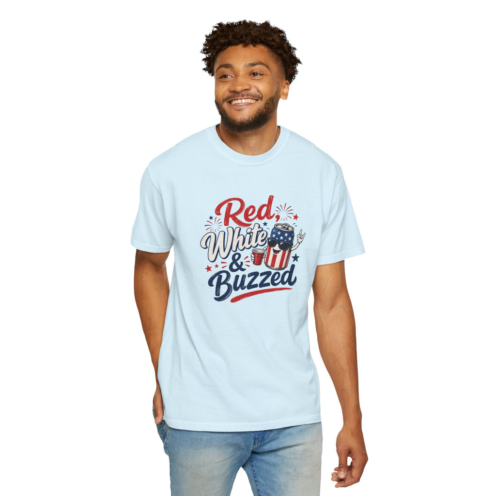 T-Shirt — "Red, White & Buzzed" Patriotic 4th of July Beer Graphic Tee