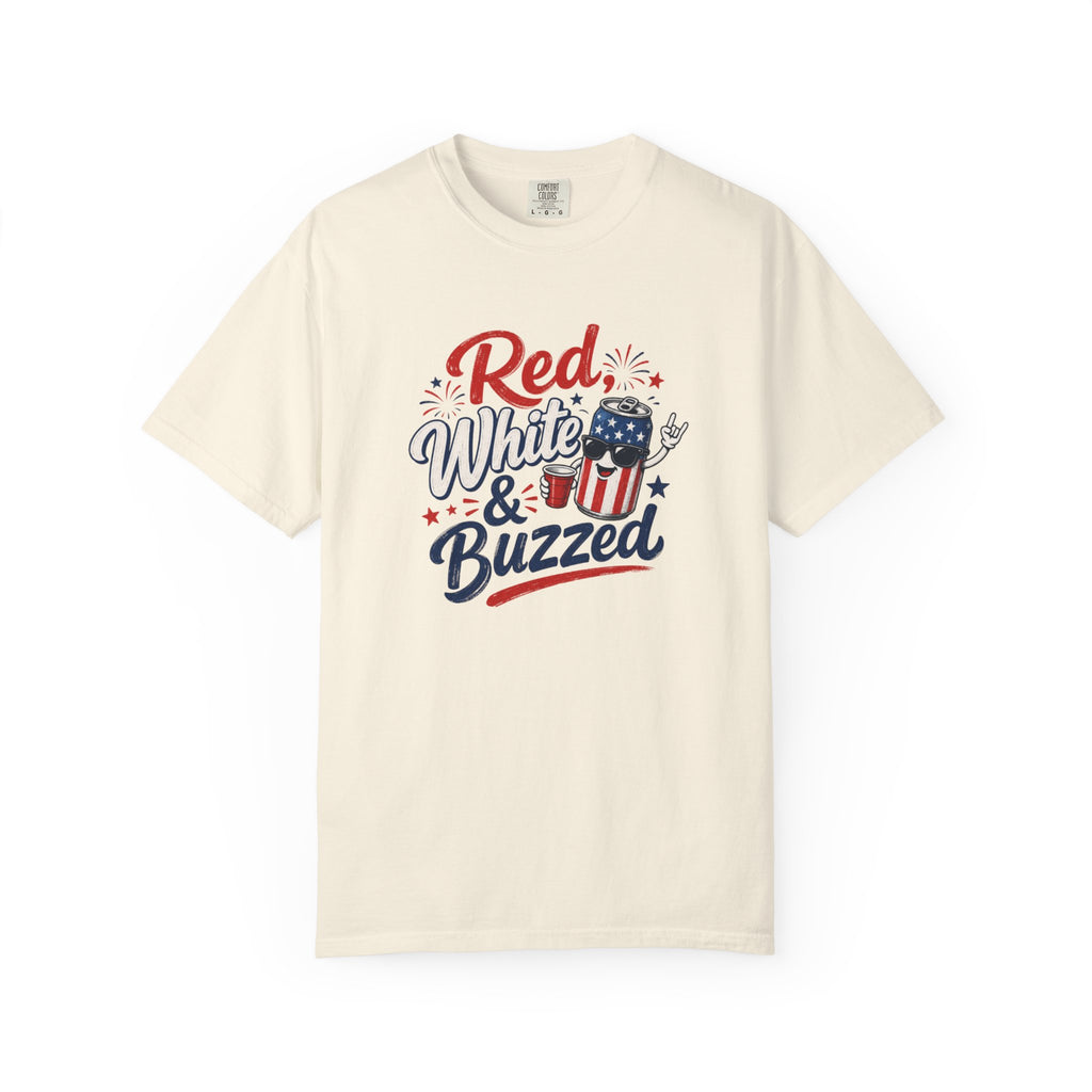 T-Shirt — "Red, White & Buzzed" Patriotic 4th of July Beer Graphic Tee