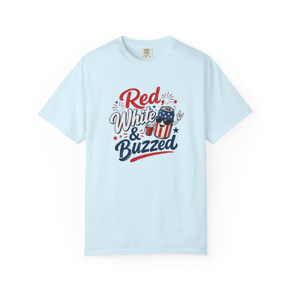 T-Shirt — "Red, White & Buzzed" Patriotic 4th of July Beer Graphic Tee