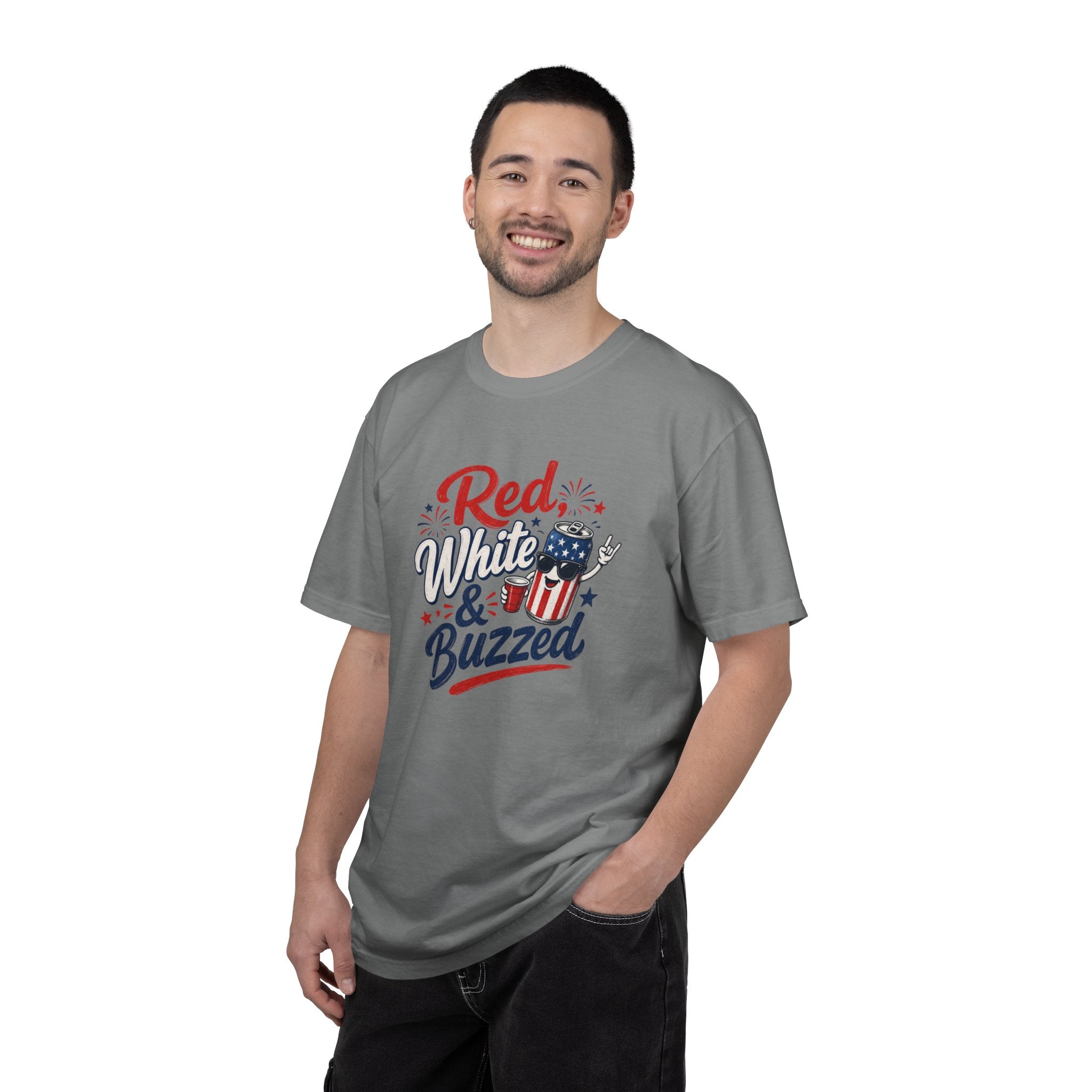 T-Shirt — "Red, White & Buzzed" Patriotic 4th of July Beer Graphic Tee