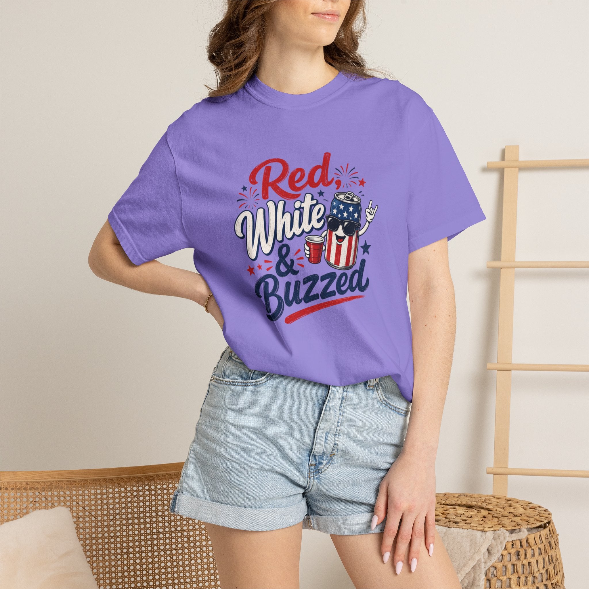 T-Shirt — "Red, White & Buzzed" Patriotic 4th of July Beer Graphic Tee
