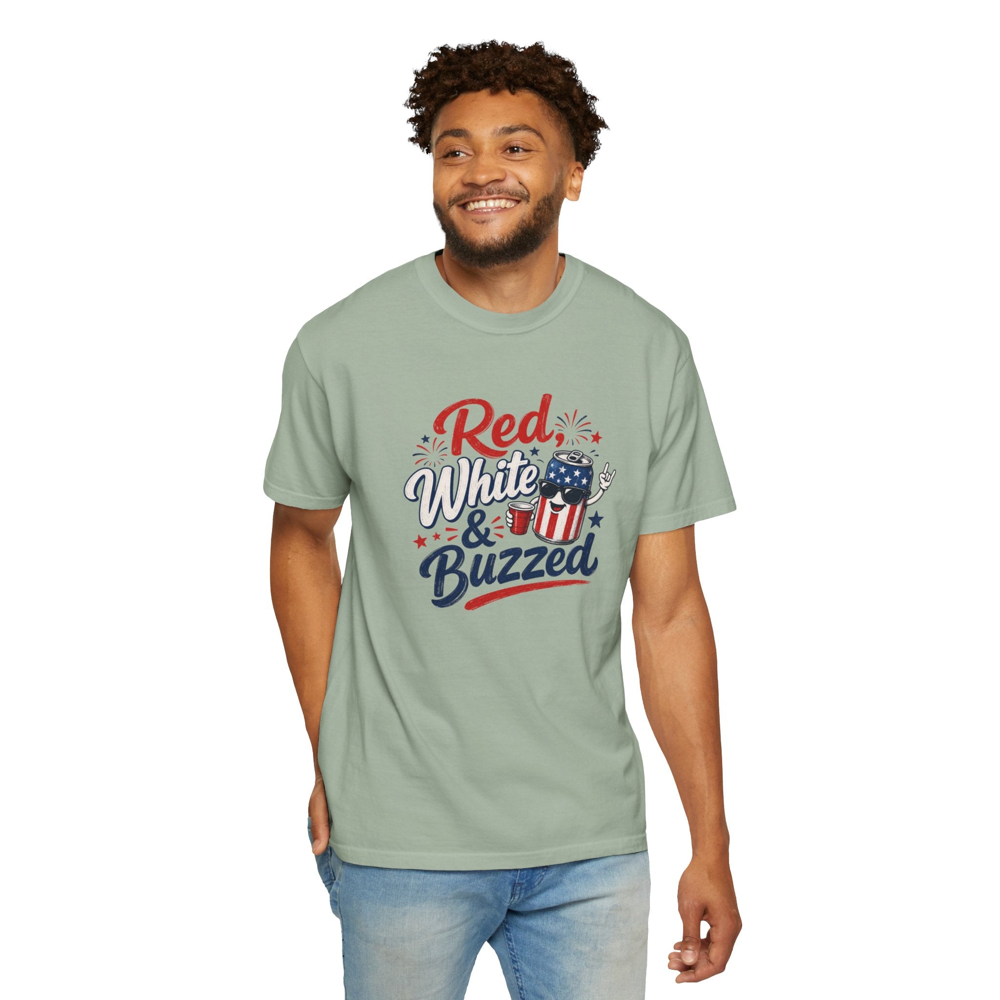 T-Shirt — "Red, White & Buzzed" Patriotic 4th of July Beer Graphic Tee