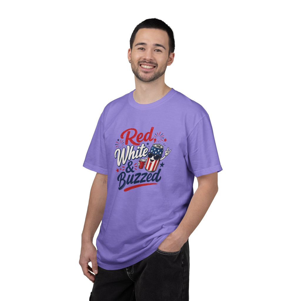 T-Shirt — "Red, White & Buzzed" Patriotic 4th of July Beer Graphic Tee