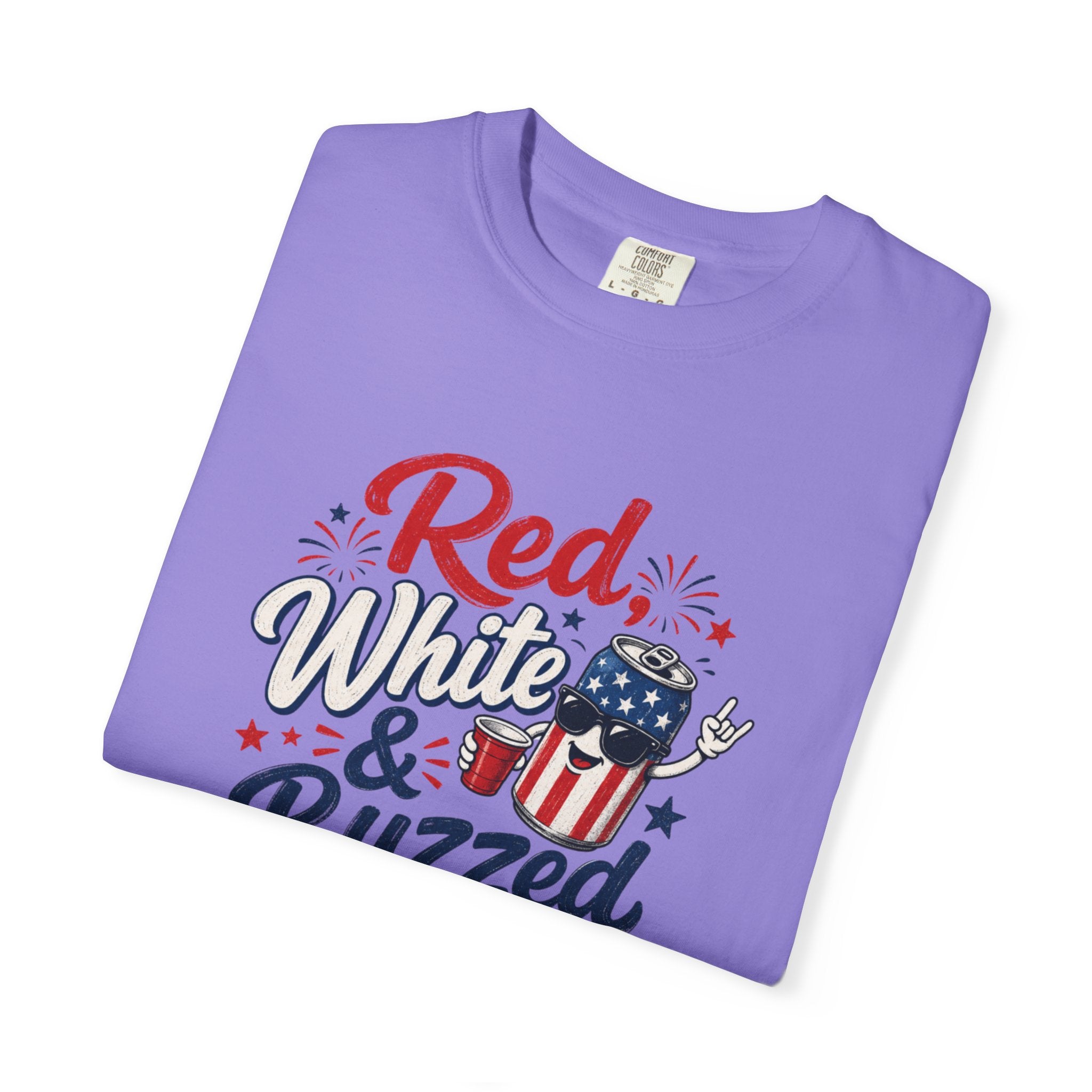 T-Shirt — "Red, White & Buzzed" Patriotic 4th of July Beer Graphic Tee
