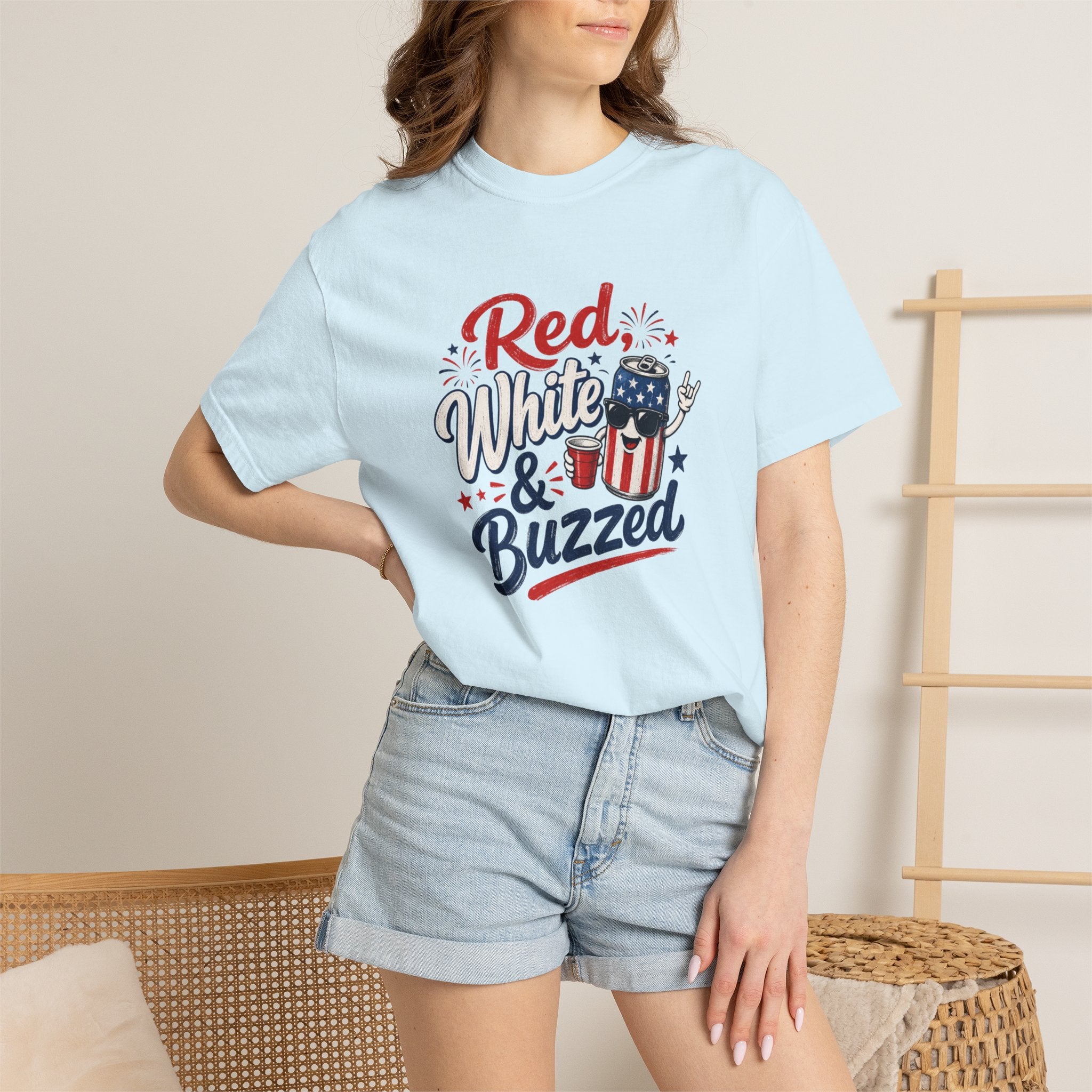 T-Shirt — "Red, White & Buzzed" Patriotic 4th of July Beer Graphic Tee