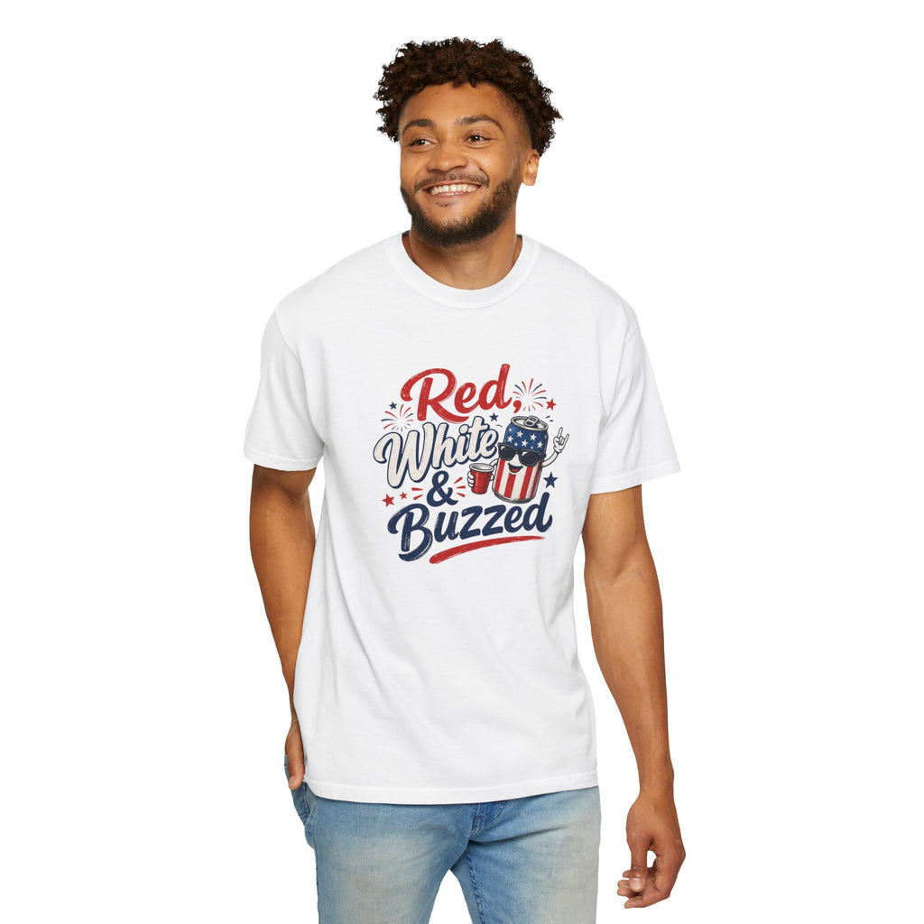T-Shirt — "Red, White & Buzzed" Patriotic 4th of July Beer Graphic Tee
