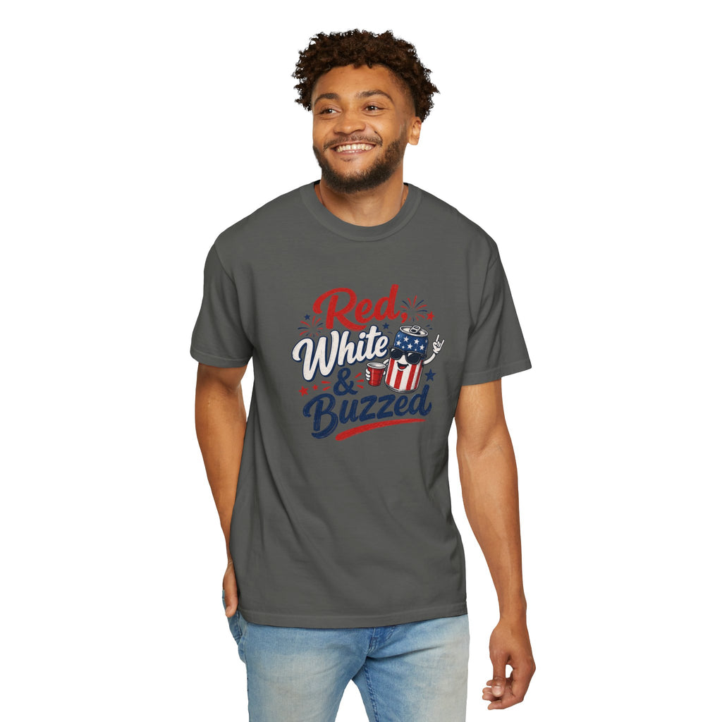 T-Shirt — "Red, White & Buzzed" Patriotic 4th of July Beer Graphic Tee
